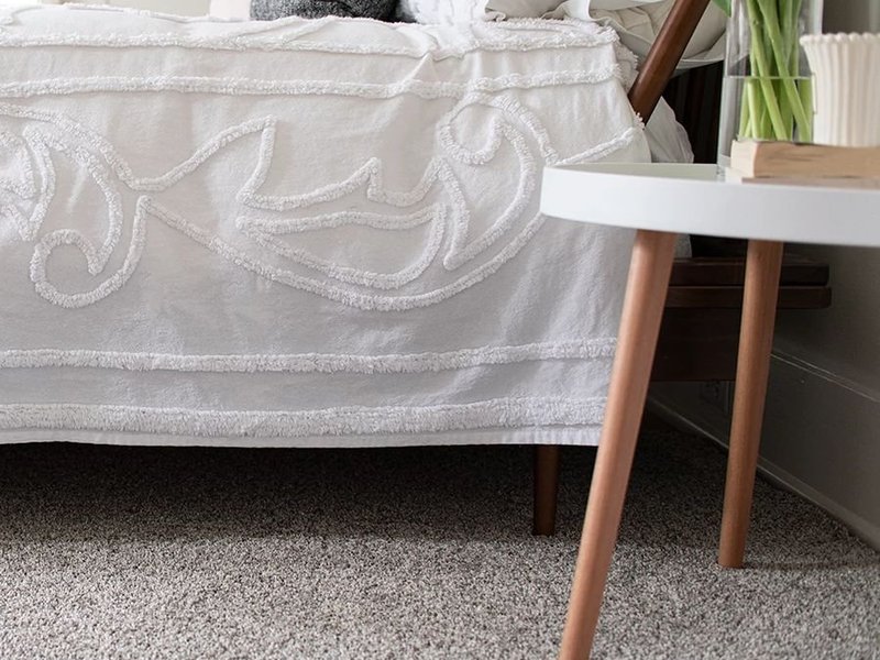 Bedroom with gray carpet from Carpet & Flooring By Denny Lee in Abingdon, MD