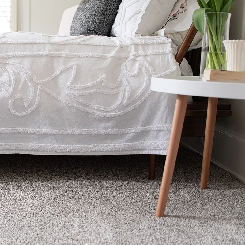 Bedroom with gray carpet from Carpet & Flooring By Denny Lee in Abingdon, MD